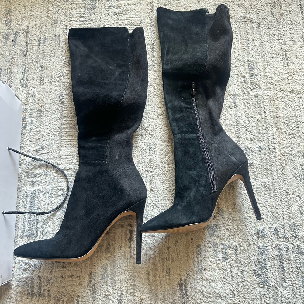Aldo Black Suede Heeled Boots